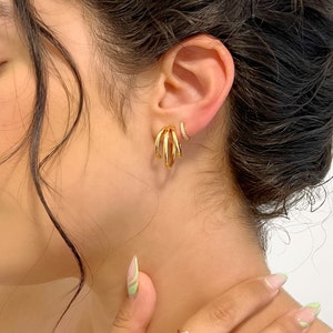 Gold Triple Hoop Earrings, Three Hoop Earrings, Statement Hoops, Chunky Gold Hoops, Modern hoop, Minimalist Earrings, Gifts for her