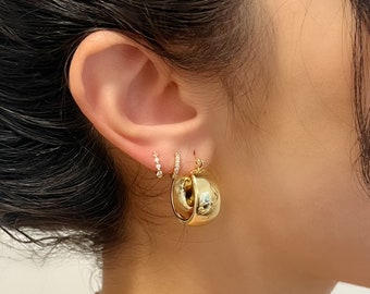 Chunky Gold Hoop Earrings, Thick hoop earrings, Large Hoop Earrings, Wide Hoop Earrings, Gold Hoops, Statement Earrings, gifts for her