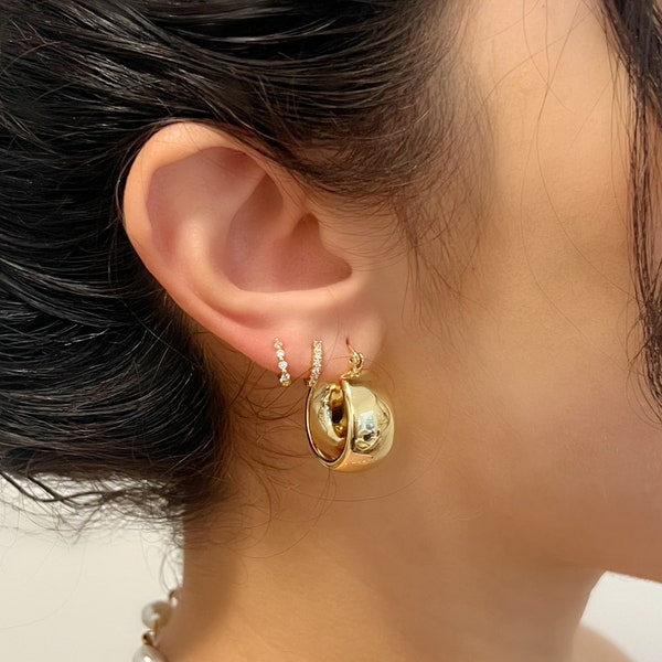 Chunky Gold Hoop Earrings, Thick hoop earrings, Large Hoop Earrings, Wide Hoop Earrings, Gold Hoops, Statement Earrings, gifts for her