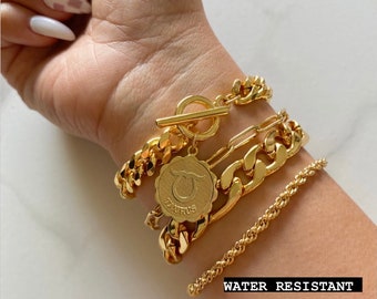 Gold Zodiac Chain Bracelet, Zodiac Sign Bracelet for women, Astrology bracelet, Zodiac Bracelet charm, Horoscope Bracelet