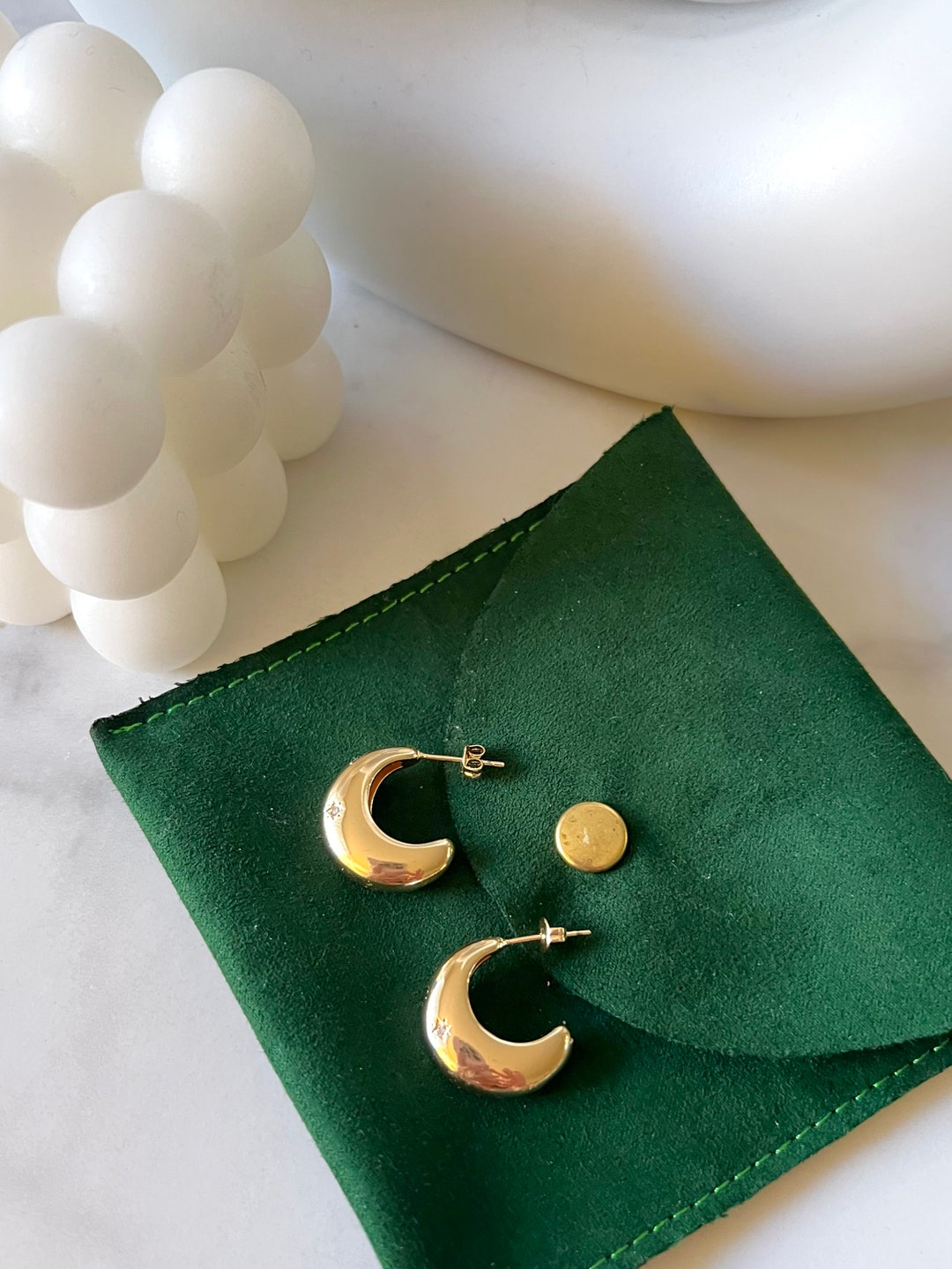 Chunky Gold Hoop Earrings, Thick Hoop Earrings, Thick Earrings, Star