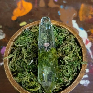 Brown Mushroom & Amethyst Terrarium Pendant #1