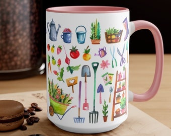 Gardening-Inspired Watercolor Art Coffee/Tea Mug - Gift for Garden Enthusiast - Garden Mug - Gardening Gift - Plant Mug Garden Gift For Her
