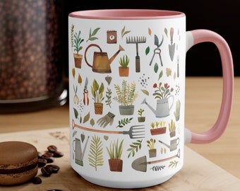 Garden Mug - Gardening Watercolor Art Mug - Gardening Gift - Plant Mug - Garden Gifts - Garden Decor - Mothers Day Gift - Best Friend Gift