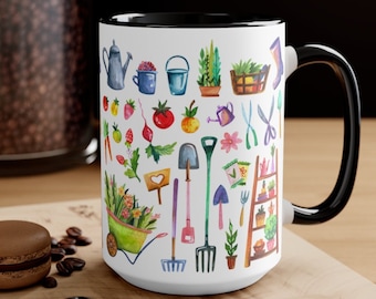 Gardening-Inspired Watercolor Art Coffee/Tea Mug - Gift for Garden Enthusiast - Garden Mug - Gardening Gift - Plant Mug Garden Gift For Her