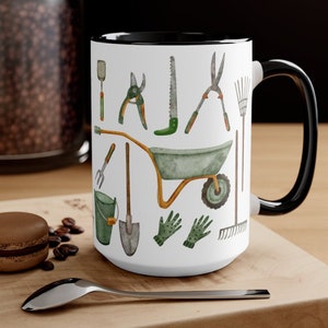 Gardening-Inspired Watercolor Art Coffee/Tea Mug - Gift for Garden Enthusiast - Garden Mug - Gardening Gift - Plant Mug Garden Gift For Her