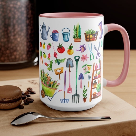 Gardening-Inspired Watercolor Art Coffee/Tea Mug - Gift for Garden Enthusiast - Garden Mug - Gardening Gift - Plant Mug Garden Gift For Her