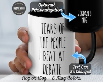 Taza de debate personalizada, lágrimas de la gente que vencí en la taza de café del debate,