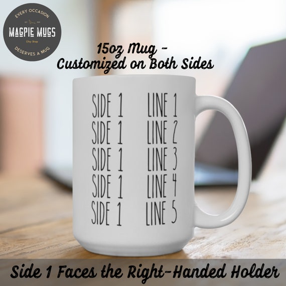 Customizable Mug - Customize Each Side The Same or Differently - Perfect for Special Occasions and Holidays - Perfect for Personalization