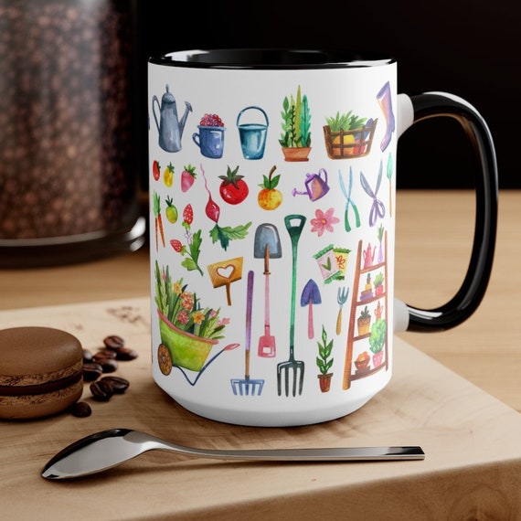 Gardening-Inspired Watercolor Art Coffee/Tea Mug - Gift for Garden Enthusiast - Garden Mug - Gardening Gift - Plant Mug Garden Gift For Her