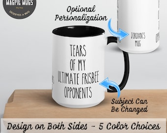 Taza personalizada de Ultimate Frisbee, Lágrimas de mis oponentes de Ultimate Frisbee, taza de café, divertido regalo de Ultimate Frisbee, regalo para Ultimate Frisbee