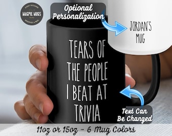 Personalized Trivia Mug, Tears Of The People I Beat At Trivia Coffee Mug, Funny Gift for Trivia Winner