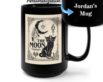 The Moon Tarot Card Black Cat Mug Tarot Card Mug The Moon Celestial Mug Moon Mug Occult Tarot Mug Tarot Card Gift Astrology Mug Witch Mug