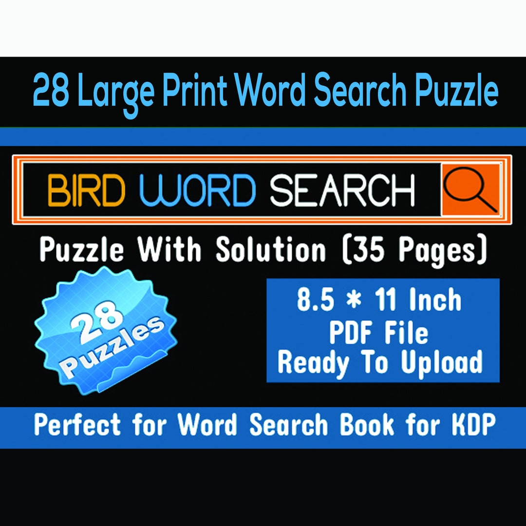 28 Large Print Bird Word Search Puzzles KDP Interior - Etsy