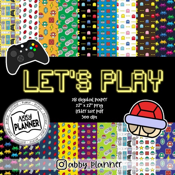 Digital videogames paper Printable paper Scrapbooking Etsy