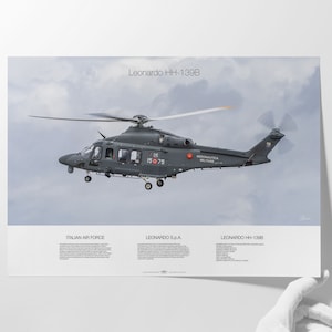Leonardo HH-139B ingelijste poster luchtvaart muur decor cadeau voor vader, luchtvaartliefhebber vriend vriend of gepensioneerd/actief servicelid