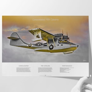 PBY Catalina Unframed Poster Aviation Wall Decor Gift for Dad, Aviation Enthusiast Friend Boyfriend or Retired/Active service member
