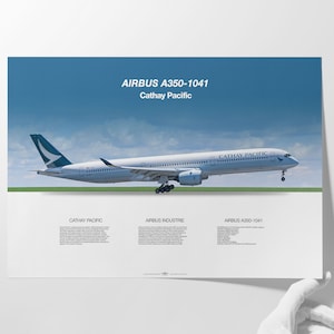 Cathay Pacific A350 Unframed Poster Aviation Wall Decor Gift for Dad, Aviation Enthusiast Friend Boyfriend or Retired/Active airport worker