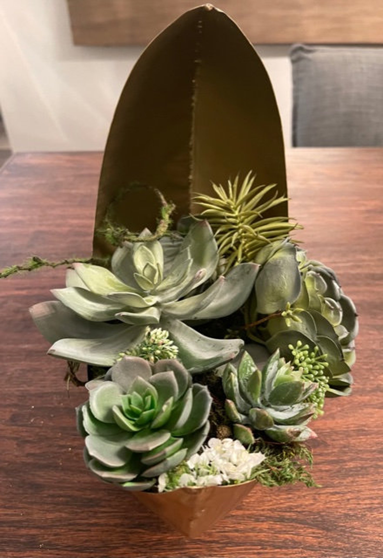 Large Moon Planter with High End Succulent Arrangement Etsy