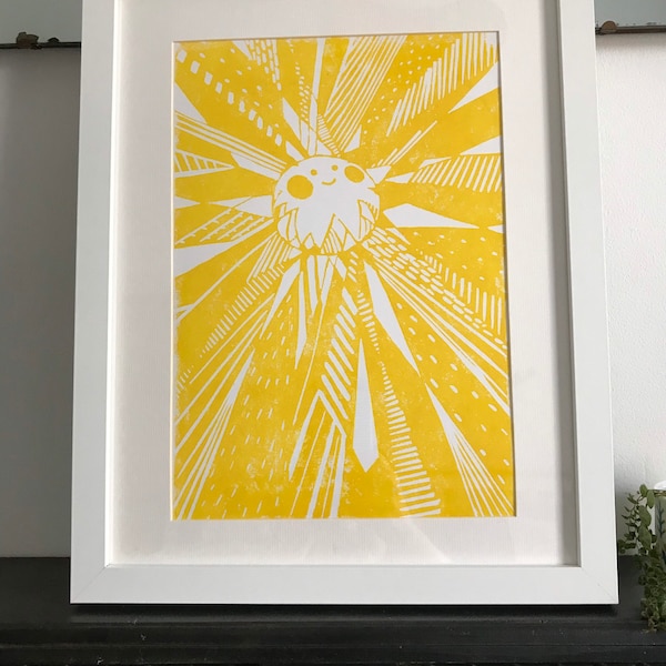 Sunshine A4 linocut print - unframed