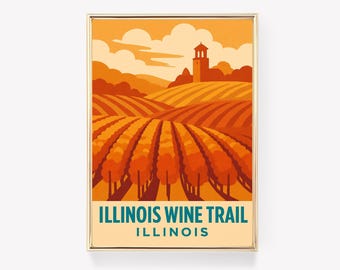 Reisposter Illinois, muurkunst Verenigde Staten, vintage print, muurdecoratie Illinois, Amerika cadeau