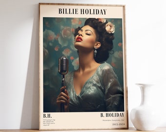 Billie Holiday Poster | Musical Print | Jazz Poster | Jazz Portrait | Musical Decor | Jazz Art Print | Home Decor