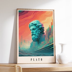 Plato Poster | Philosoph Druck | Bücherwurm Geschenk | Wohnkultur | Skulptur Wandkunst | Antike Malerei
