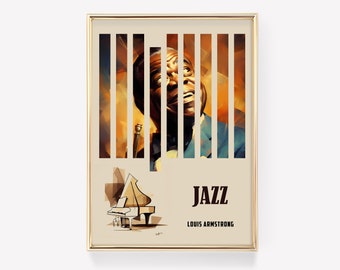 Louis Armstrong | Musical Decor | Jazz Poster | Jazz Portrait | Jazz Decor | Jazz Art Print | Home Decor