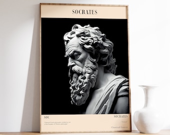 Socrates Print | Vintage Print | Minimal Wall Decor | Wall Art | Antique Painting | Moody Wall Art