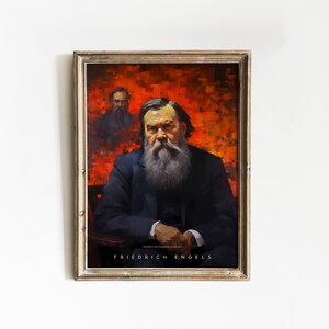 Friedrich Engels-poster | Filosoofafdruk | Boekenwurmcadeau | Citaatdecoratie | Moderne muurkunst | Antiek schilderij