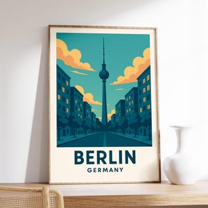 Berlin Poster, Germany Travel Print, Berlin Wall Art, Berlin TV Tower Decor, Urban Berlin Illustration