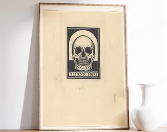 Memento Mori, Gothic Skull Art | Vintage Print | Gothic Decor | Classic Death Symbol | Antique Skeleton Art