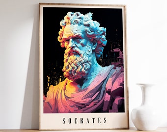 Socrates Poster | Philosopher Print | Bookworm Gift | Home Decor | Sculpture Wall Art | Antique Painting