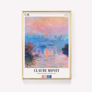 Claude Monet Art Poster | Sunset on the Seine in Winter | Monet Wall Art | Monet Print | Sunset Poster | Exhibition Print | Vintage Art