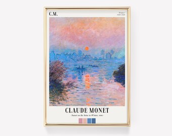 Claude Monet Art Poster | Sunset on the Seine in Winter | Monet Wall Art | Monet Print | Sunset Poster | Exhibition Print | Vintage Art