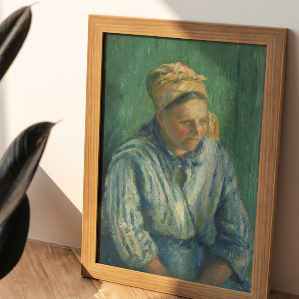 Camille Pissarro - Waschfrau, Studie (1880) | Vintage Antik Gemälde Luxus-Dekor Poster Druck Frau Portrait Barock Wand Kunst