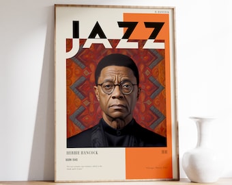 Herbie Hancock Poster | Musical Print | Jazz Poster | Jazz Portrait | Musical Decor | Jazz Art Print | Home Decor