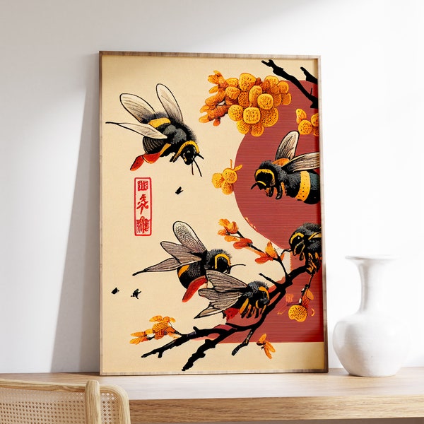 Japanese Bee Art Etsy