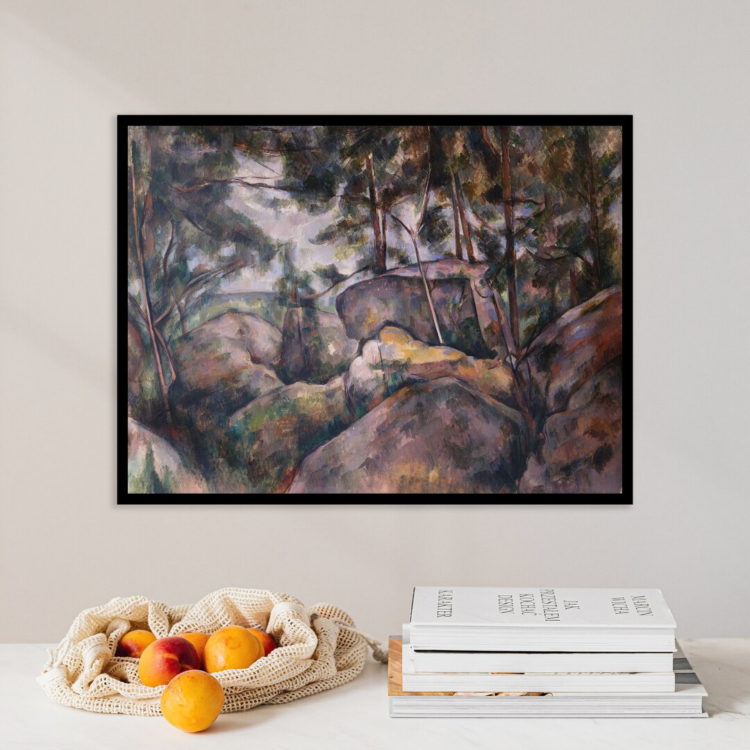 Paul Cézanne - Rocks at Fontainebleau (1890) | Painting Print Canvas ...