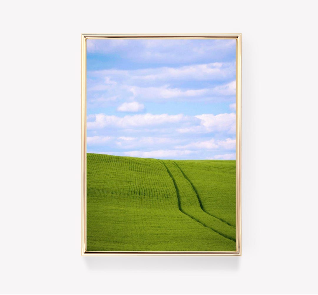 Serene Green Field | Blue Sky Art | Nature Canvas | Tranquil Landscape ...