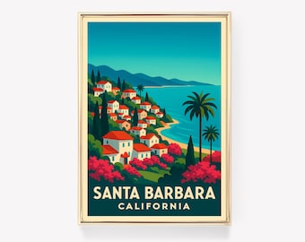 Santa Barbara Travel Poster, California Wall Art, Santa Barbara Print, Canvas Wall Decor, California Gift
