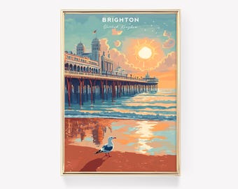 Brighton Print | Brighton Poster | Brighton Wall Art | Brighton Travel Poster | Framed Brighton Art | Pictures of Brighton