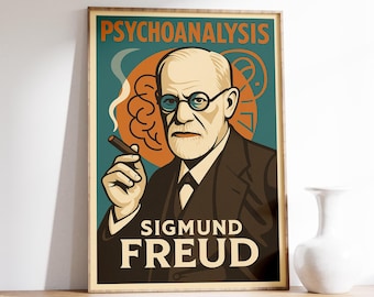 Sigmund Freud - Philosopher Poster, Psychoanalysis, Therapy Room Wall Art, Psychiatry, Psychology, Intellectual - Poster Gift Wall Decor
