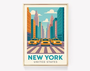 New York Vintage Reise Poster, USA Wand Kunst, NY Print, Retro Dekor, Amerika Geschenk
