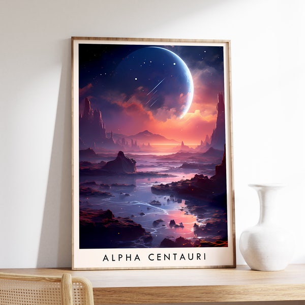 Vintage Alpha Centauri Galaxy Poster | Outer Space Art | Astronomy Wall Art | Space Print | Stars Wall Art | Galaxy Print