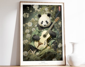 Panda Boba Tea Art Print - Vintage Japanese Animal Poster - Etsy