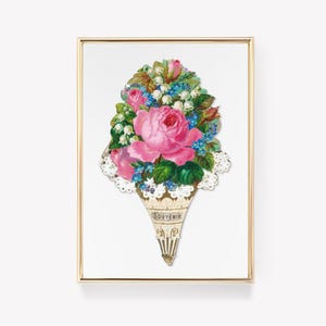 Vintage Blumen | Souvenir-Karte | antiker Blumendruck | Botanische Kunst | Wanddekoration | Vintage Malerei