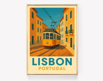 Lisbon Travel Poster, Portugal Wall Art, Vintage Lisbon Print, Portugal City Decor, Lisbon Gift