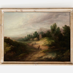 Thomas Gainsborough - Wooded Upland Landscape (1783) | Cloudy Sky Mountain Scenery Painting Vintage Canvas Decor Print Poster Wall Art