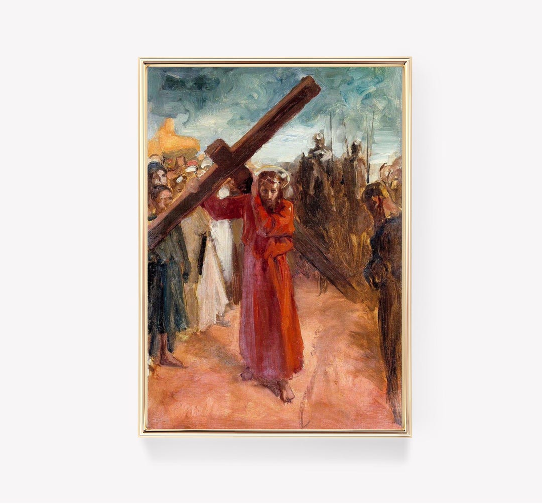 vintage-painting-way-of-the-cross-christian-print-antique-art